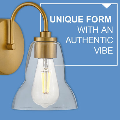 1 Light Small Bathroom Vanity Light, Lacquered Brass