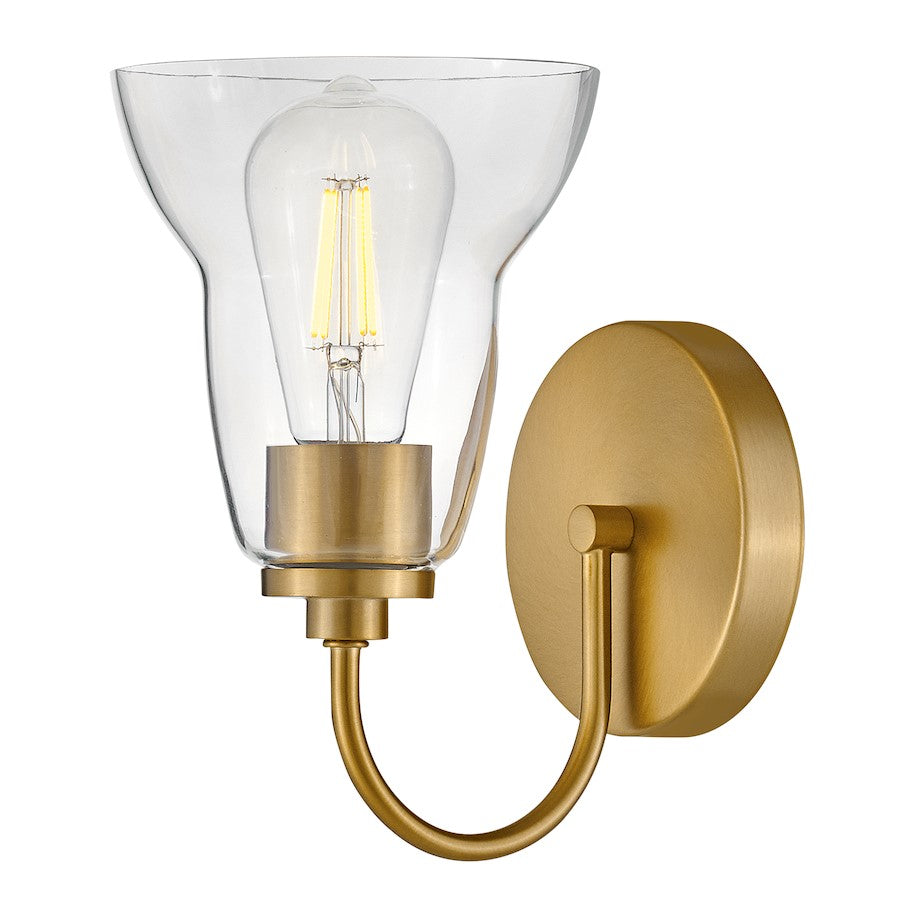 1 Light Small Bathroom Vanity Light, Lacquered Brass