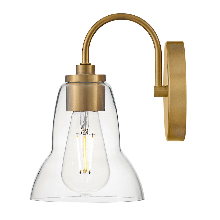 1 Light Small Bathroom Vanity Light, Lacquered Brass