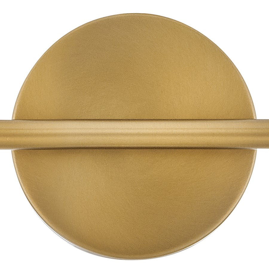 2 Light Small Bathroom Vanity Light, Lacquered Brass