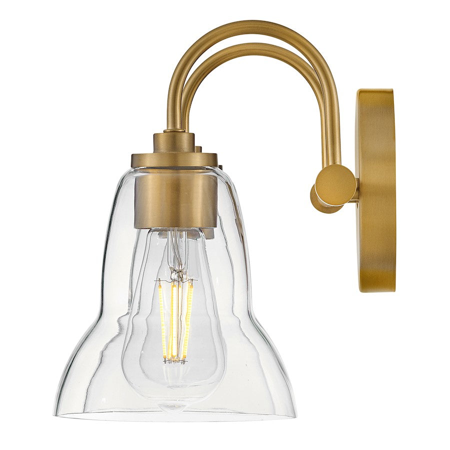2 Light Small Bathroom Vanity Light, Lacquered Brass