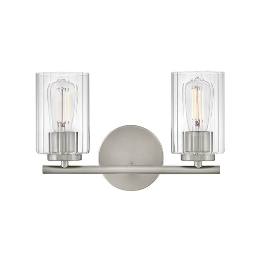 Lark Leta 2 Light 8" Vanity, Brushed Nickel/Clear Ribbed - 85582BN