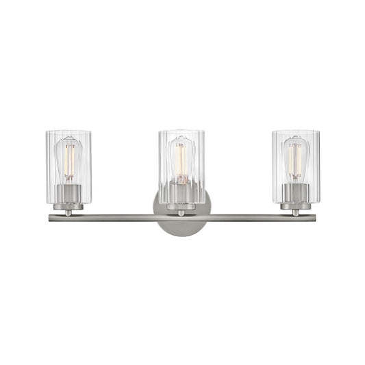Lark Leta 3 Light 8" Vanity, Brushed Nickel/Clear Ribbed - 85583BN