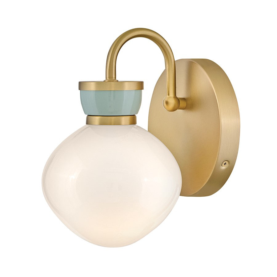 Lark Lucy 1 Light 8" Sconce, Lacquered Brass/Cased Opal/Seafoam - 85590LCB-SF