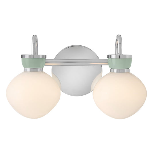 Hinkley Lucy 15.5in 2-Light Bath Vanity | Classic Chrome Steel and Cased Opal Glass | Bathroom Vanity Light | 7.75 x 15.5 x 9.5 in | Model 85592CM-SF
