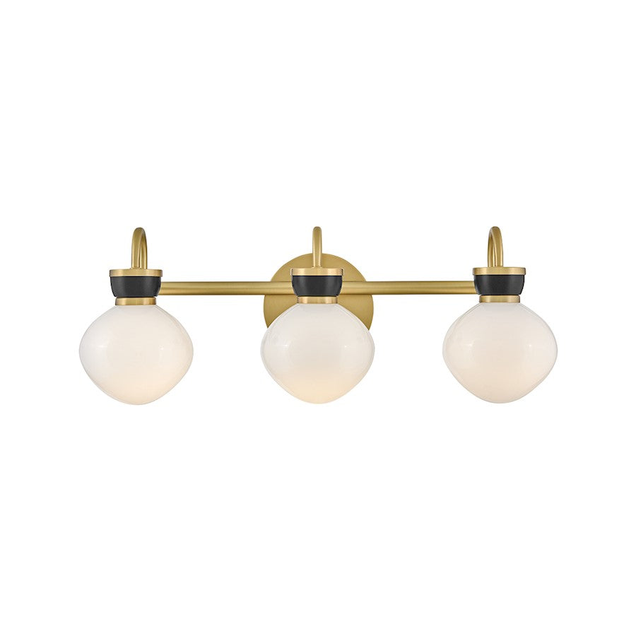 Lark Lucy 3 Light 8" Vanity, Lacquered Brass/Cased Opal/Black - 85593LCB-BK