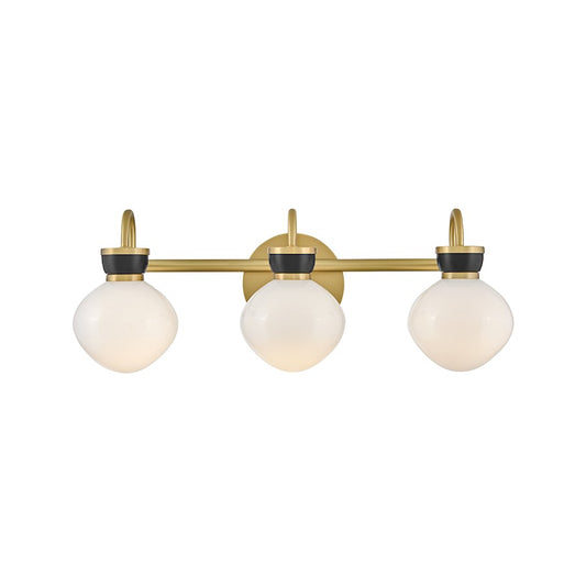 Lark Lucy 3 Light 8" Vanity, Lacquered Brass/Cased Opal/Black - 85593LCB-BK