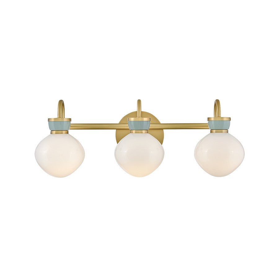 Lark Lucy 3 Light 8" Vanity, Lacquered Brass/Cased Opal/Seafoam - 85593LCB-SF