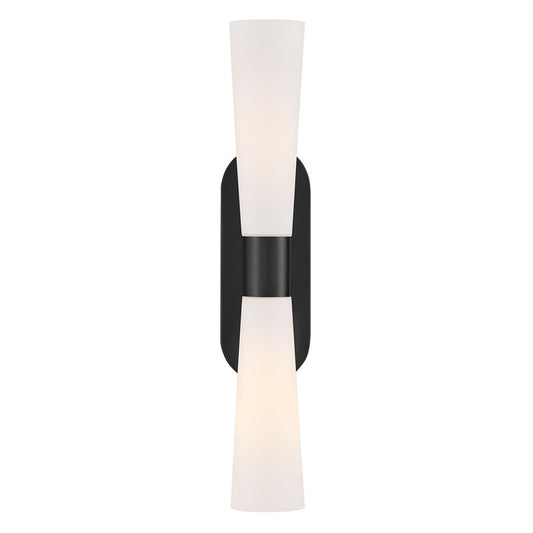Lark Beau 2 Light 24" Sconce, Black/Etched Opal - 85632BK