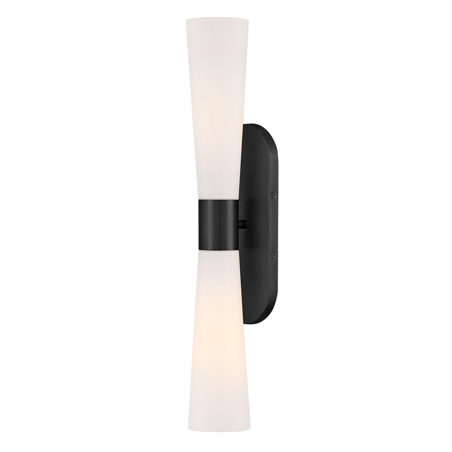 Lark Beau 2 Light 24" Sconce, Black/Etched Opal