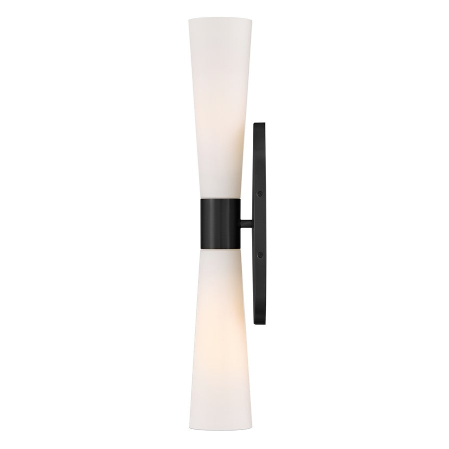 Lark Beau 2 Light 24" Sconce, Black/Etched Opal