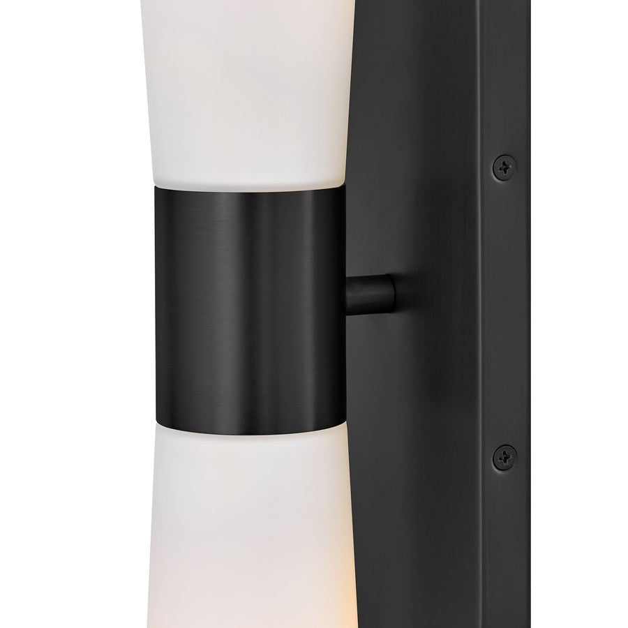 Lark Beau 2 Light 24" Sconce, Black/Etched Opal