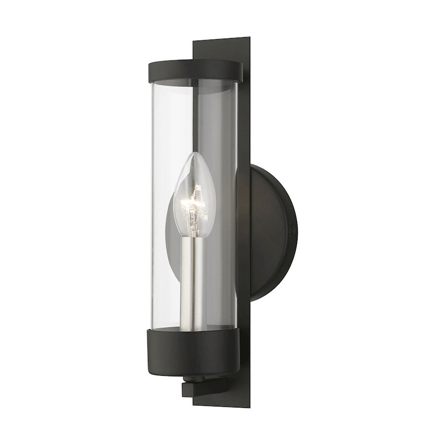 Livex Castleton 1 Light ADA Single Sconce, BK/NK/Cylinder