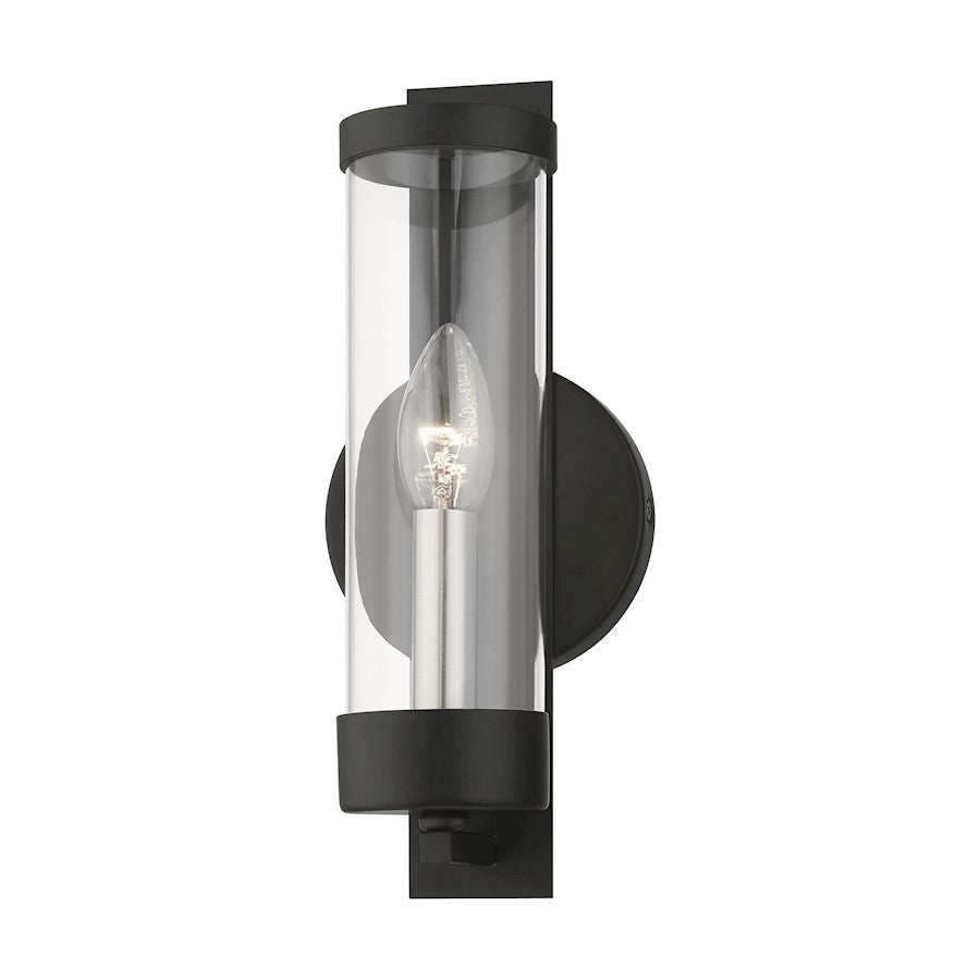 Livex Castleton 1 Light ADA Single Sconce, BK/NK/Cylinder