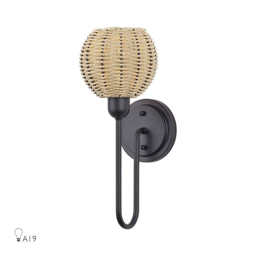 Livex Summervine 1Lt Single Sconce, Bronze/Hand-Woven French Beige - 13681-07