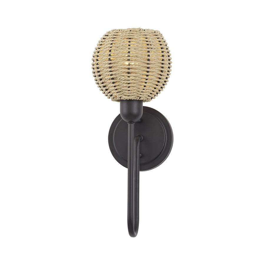 Livex Summervine 1Lt Single Sconce, Bronze/Hand-Woven French Beige