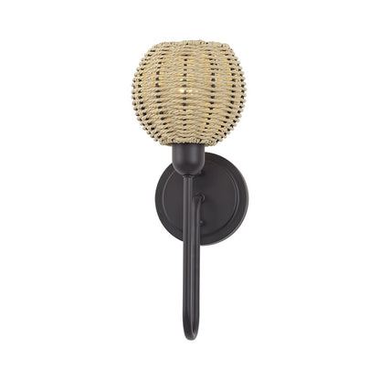 Livex Summervine 1Lt Single Sconce, Bronze/Hand-Woven French Beige