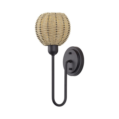Livex Summervine 1Lt Single Sconce, Bronze/Hand-Woven French Beige