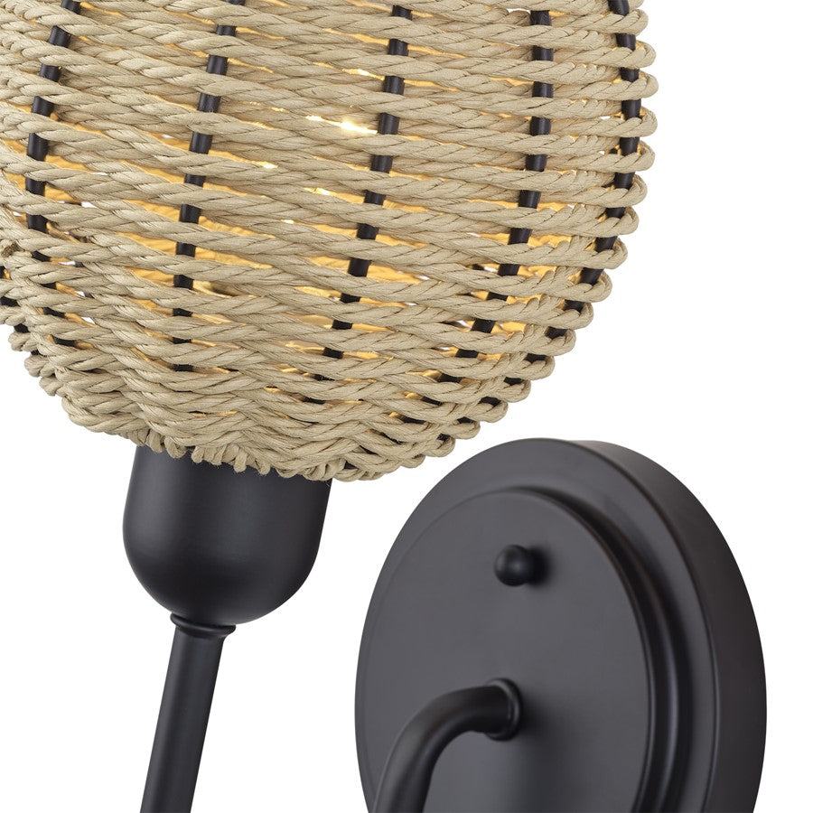 Livex Summervine 1Lt Single Sconce, Bronze/Hand-Woven French Beige