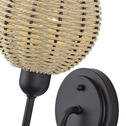 Livex Summervine 1Lt Single Sconce, Bronze/Hand-Woven French Beige