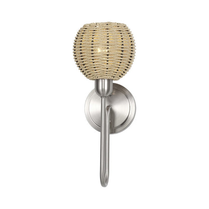 Livex Summervine 1Lt Single Sconce, Nickel/Hand-Woven French Beige
