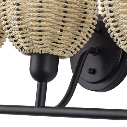 Livex Summervine 3Lt Vanity Sconce, Bronze/Hand-Woven French Beige