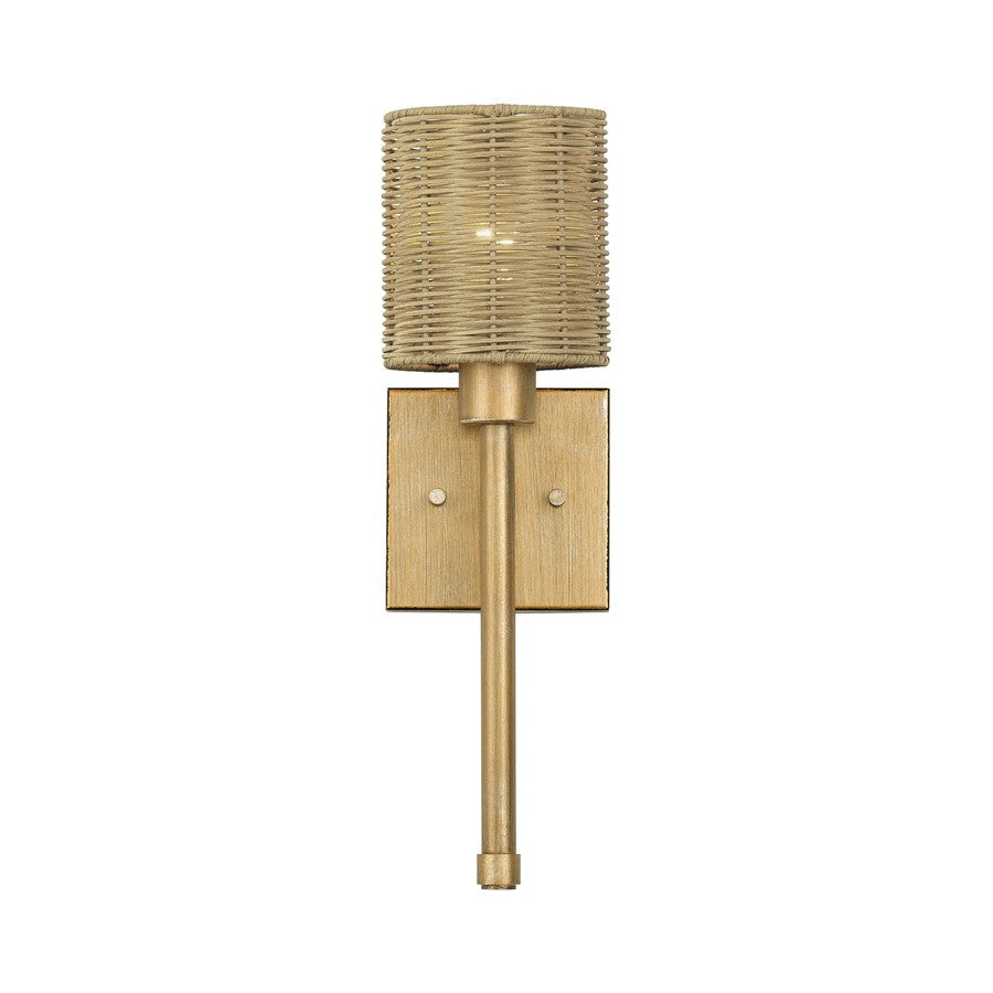 Livex Weavington 1Lt Single ADA Sconce, Gold/Rustic Walnut