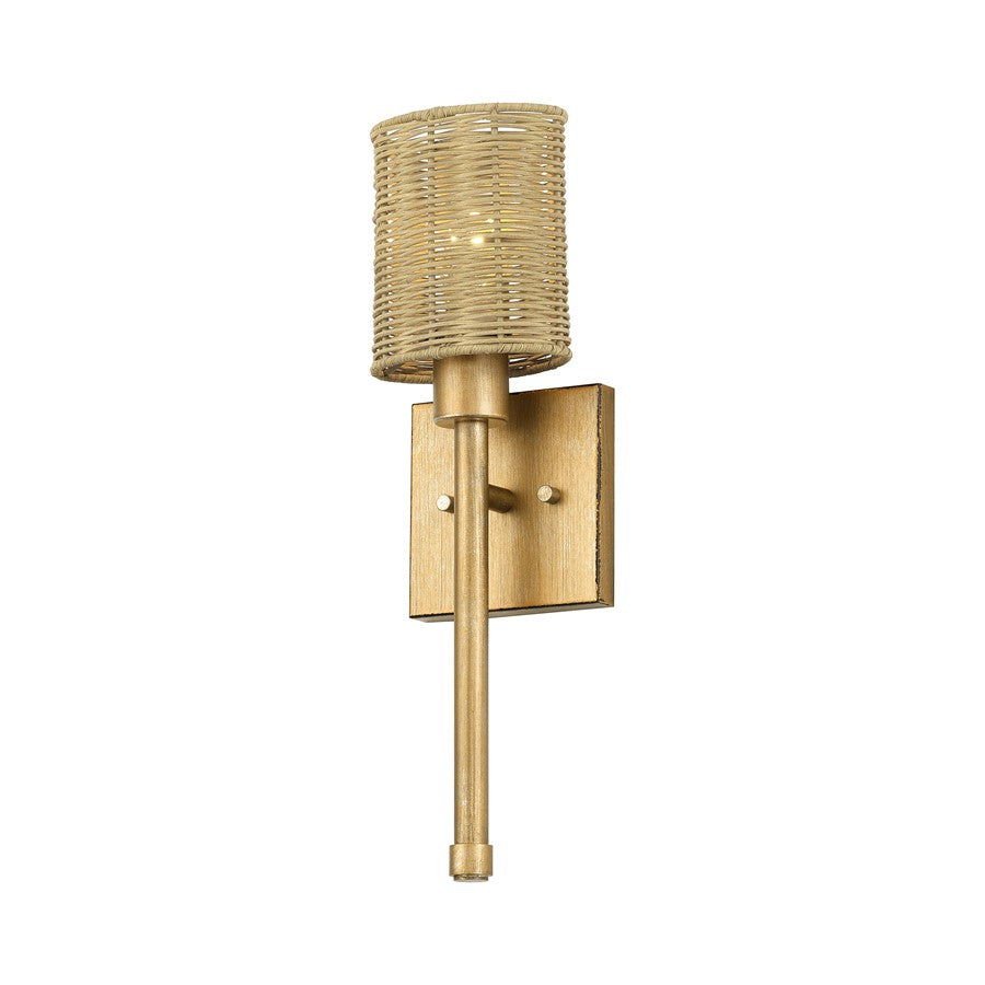 Livex Weavington 1Lt Single ADA Sconce, Gold/Rustic Walnut