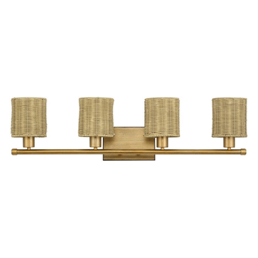 Livex Weavington 4Lt Large Vanity Sconce, Gold/Rustic Walnut