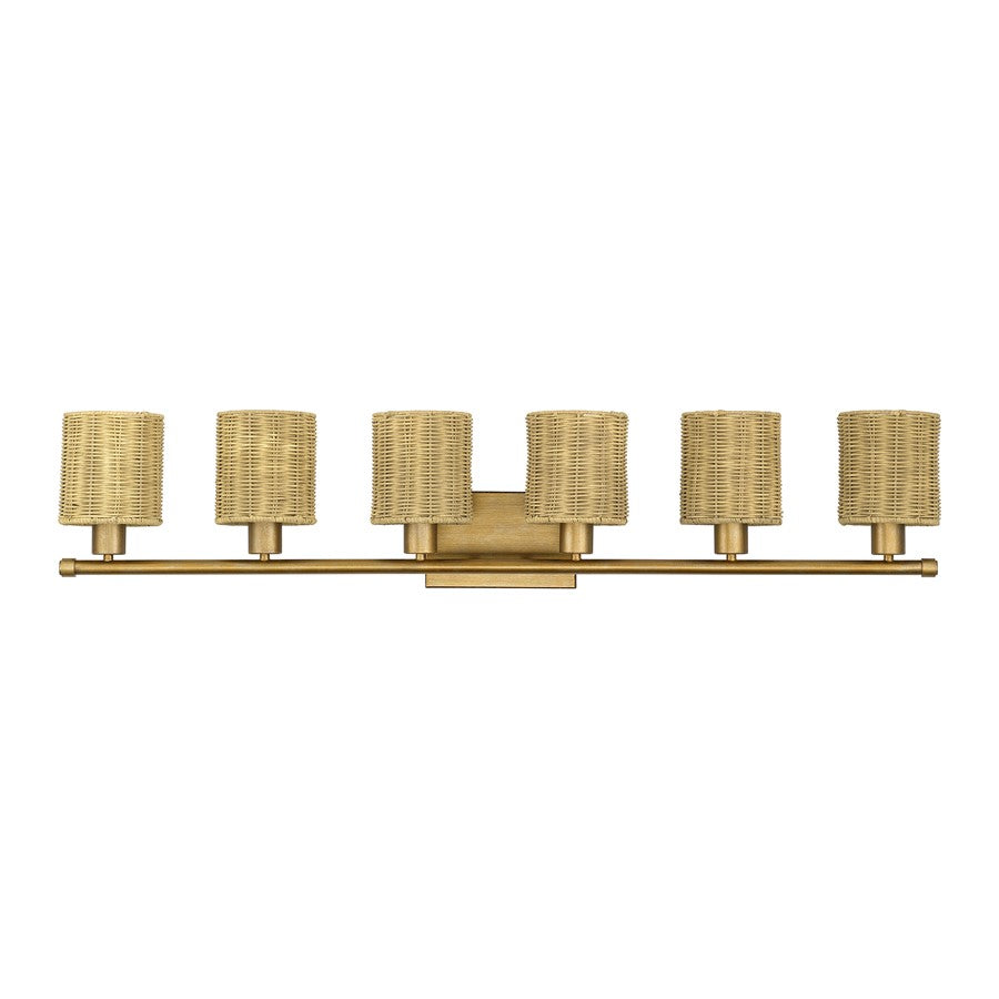 Livex Weavington 6Lt Extra Large Vanity Sconce, Gold/Rustic Walnut