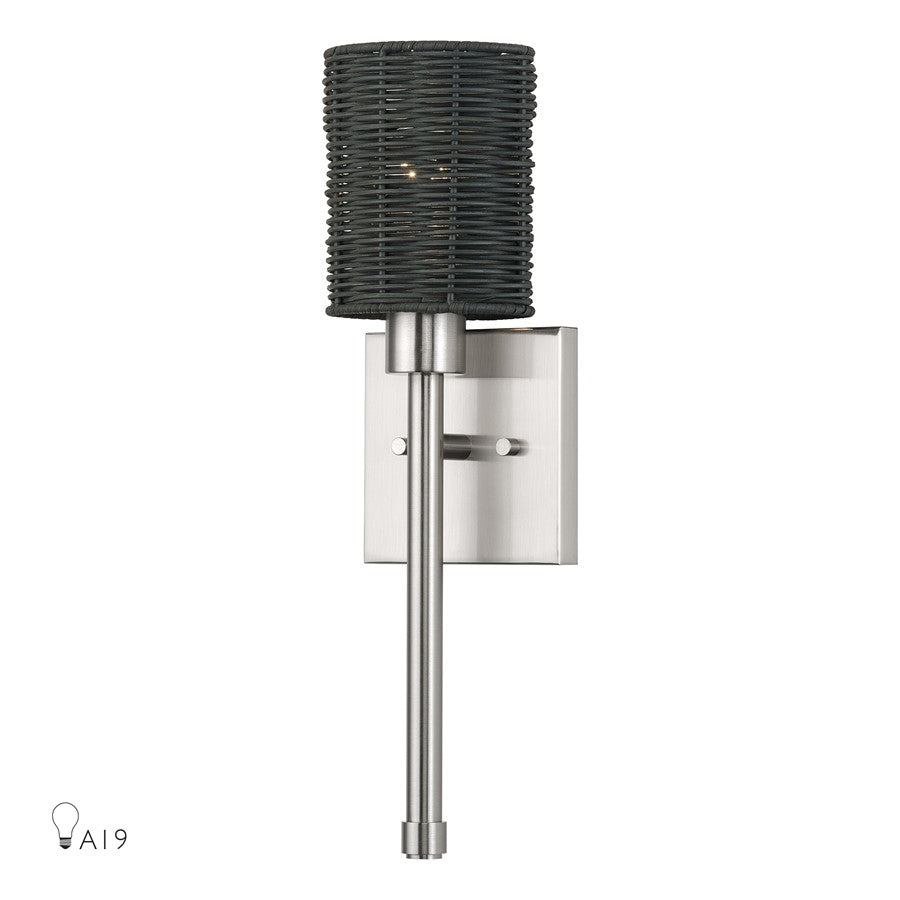 Livex Weavington 1Lt Single ADA Sconce, Nickel/Charred Gray - 13716-91