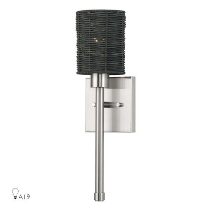 Livex Weavington 1Lt Single ADA Sconce, Nickel/Charred Gray - 13716-91