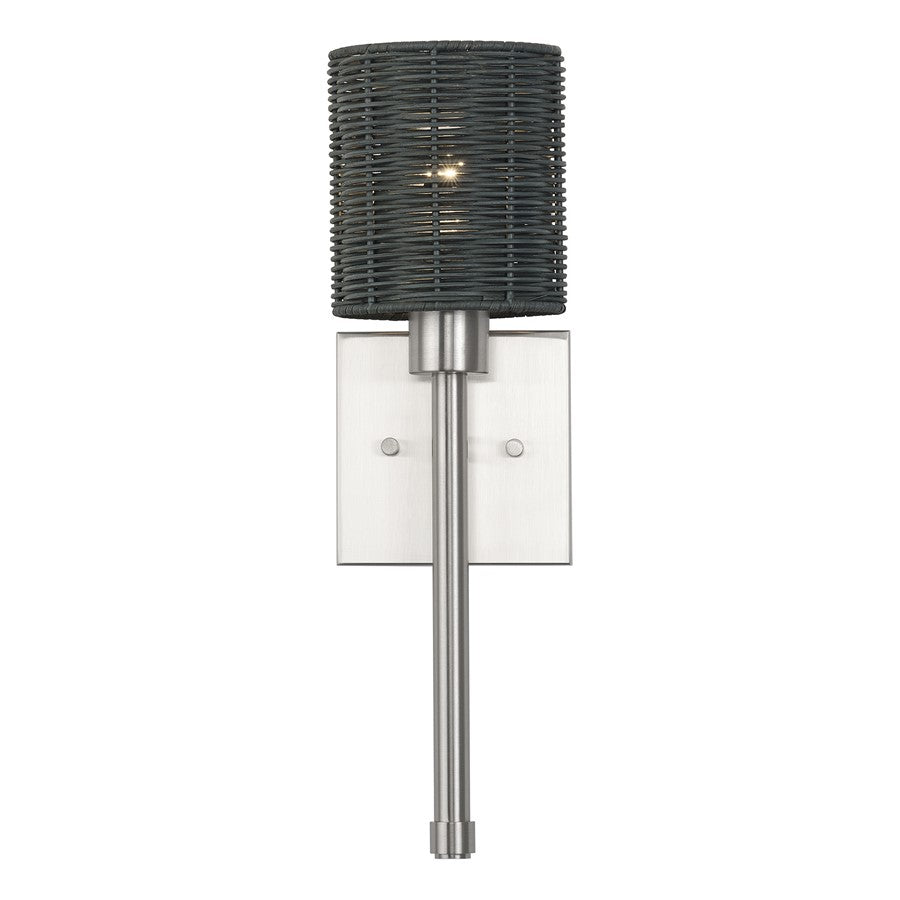 Livex Weavington 1Lt Single ADA Sconce, Nickel/Charred Gray