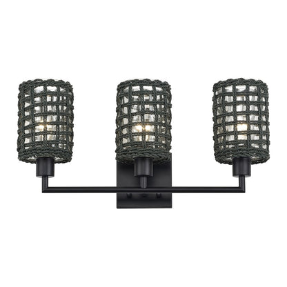 Livex Twinewell 3Lt Vanity Sconce, Black/Black On Top of Clear Glass
