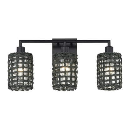Livex Twinewell 3Lt Vanity Sconce, Black/Black On Top of Clear Glass