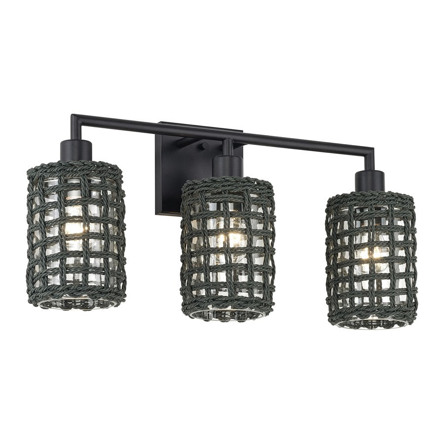 Livex Twinewell 3Lt Vanity Sconce, Black/Black On Top of Clear Glass