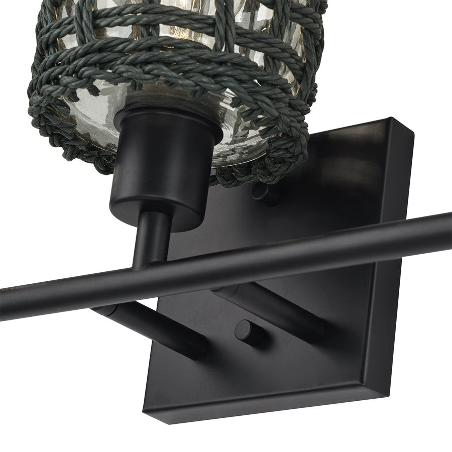 Livex Twinewell 3Lt Vanity Sconce, Black/Black On Top of Clear Glass
