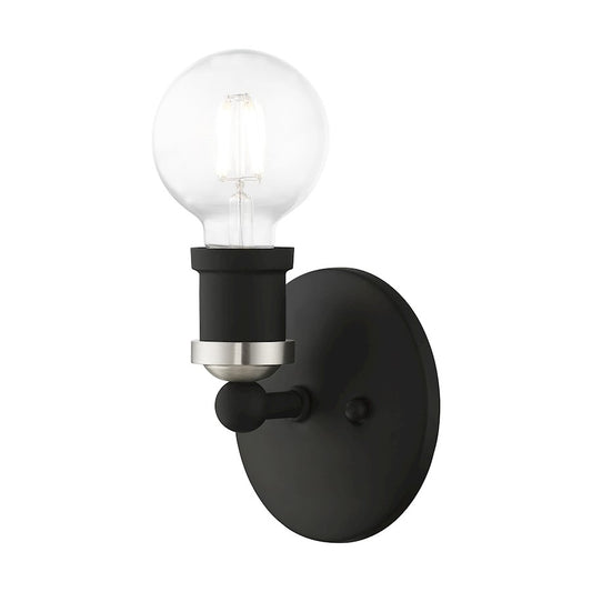 Livex Lansdale 1 Light ADA Wall Sconce, Black/Brushed Nickel