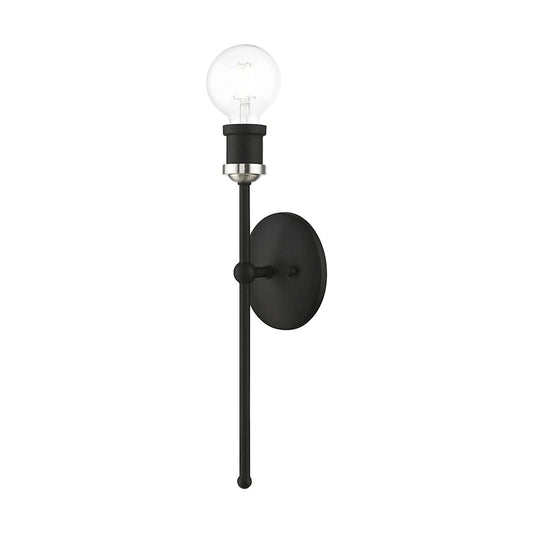 Livex Lansdale 1 Light ADA Single Sconce, Black/Brushed Nickel