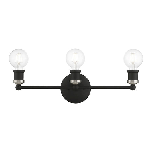 Livex Lansdale 3 Light ADA Vanity Sconce, Black/Brushed Nickel