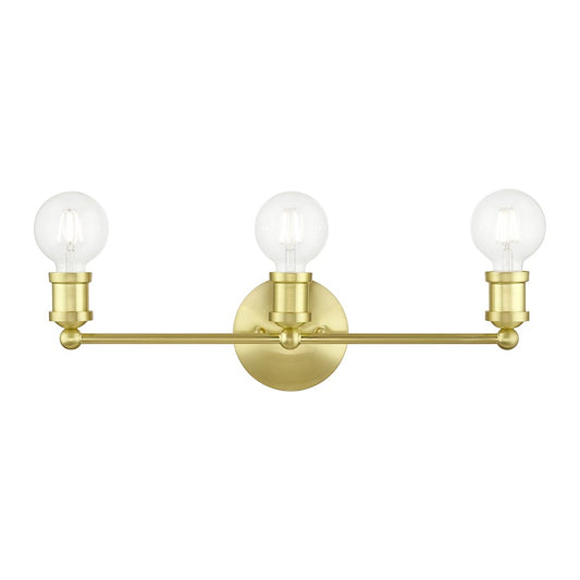 Livex Lansdale 3 Light ADA Vanity Sconce, Satin Brass