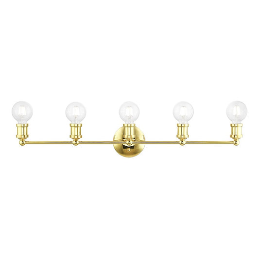 Livex Lansdale 5 Light ADA Large Vanity Sconce, Polished Brass
