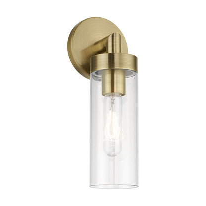 Livex Ludlow 1 Light ADA Single Sconce, Antique Brass/Clear