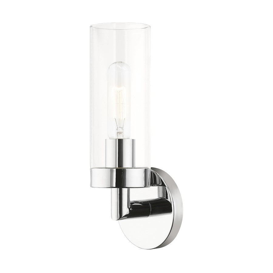 Livex Ludlow 1 Light ADA Single Sconce, Polished Chrome/Clear