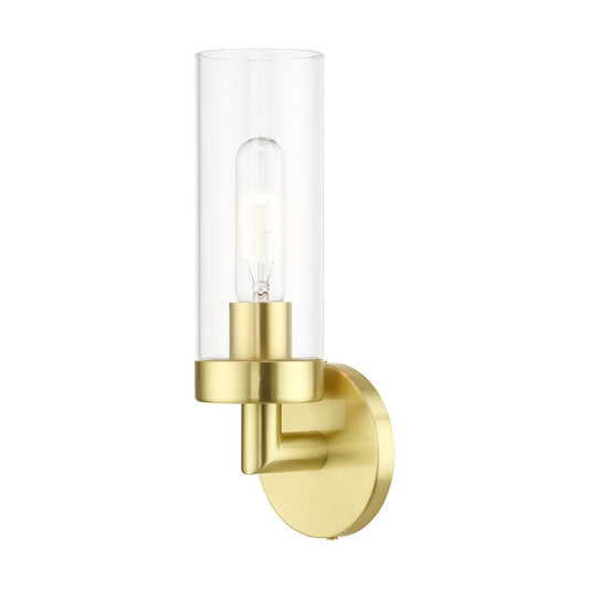 Livex Ludlow 1 Light ADA Single Sconce, Satin Brass/Clear