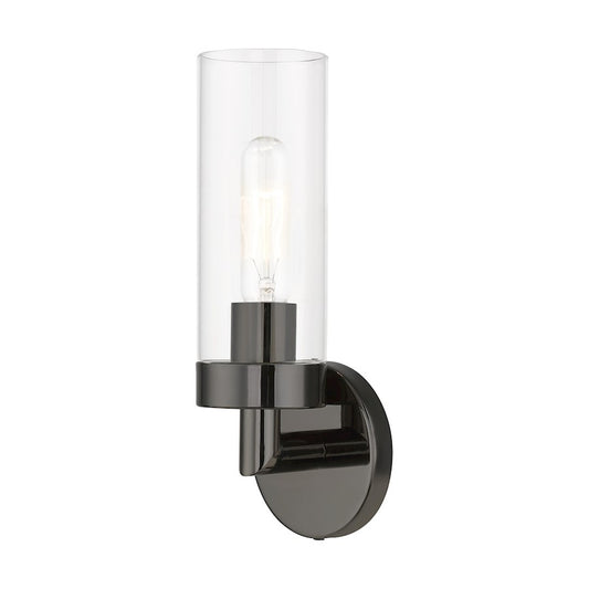 Livex Ludlow 1 Light ADA Single Sconce, Black Chrome/Clear