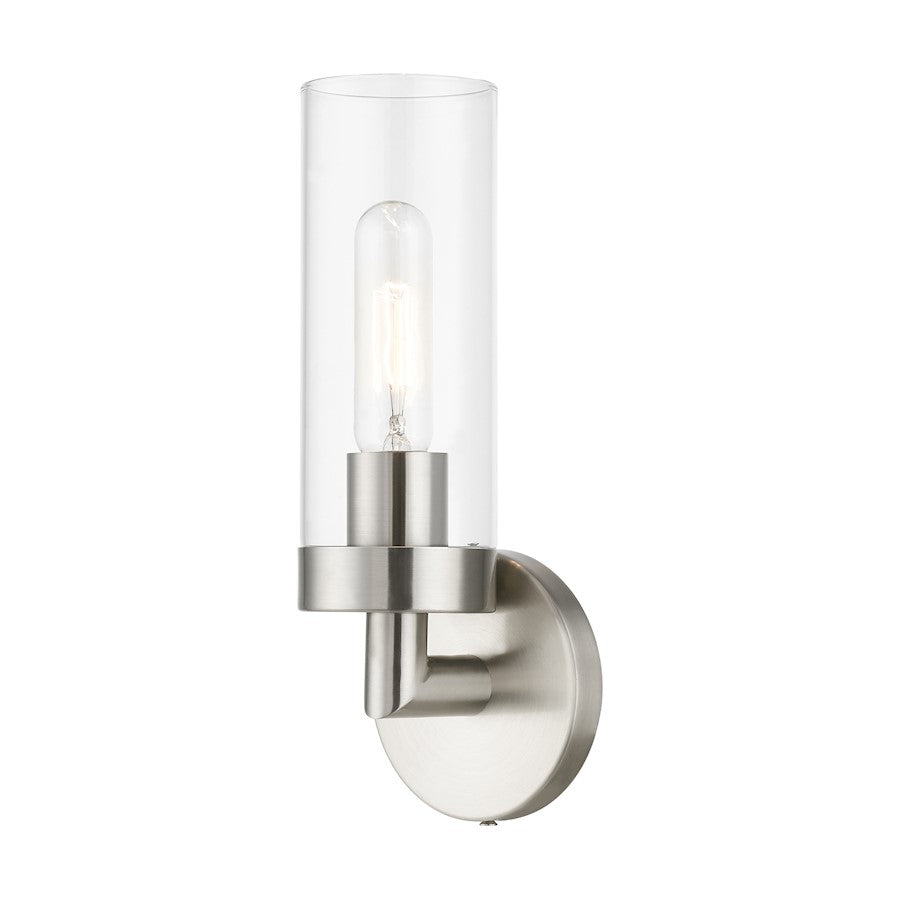 Livex Ludlow 1 Light ADA Single Sconce, Brushed Nickel/Clear