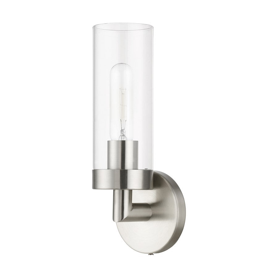 Livex Ludlow 1 Light ADA Single Sconce, Brushed Nickel/Clear