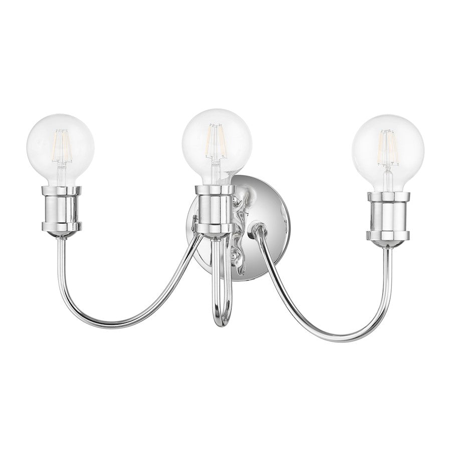 Livex Lansdale 3 Light Vanity Sconce, Polished Chrome