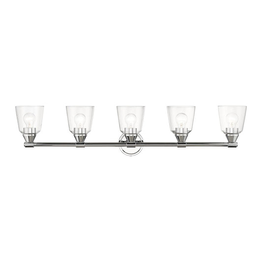 Livex Catania 5 Light Large Vanity Sconce, Chrome/Hand Blown Clear